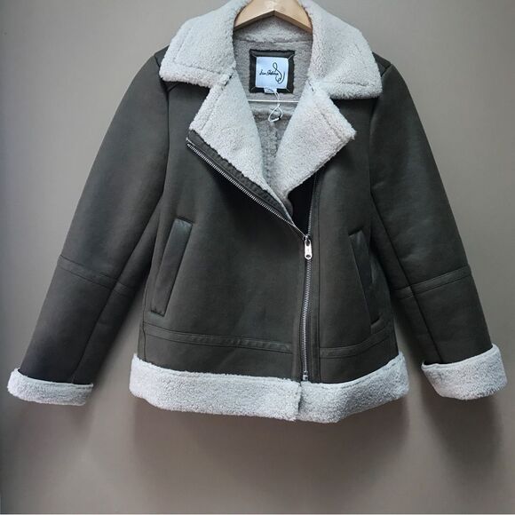 Sam Edelman Faux Leather & Faux Shearling Moto Jacket (S) - Picture 1 of 11
